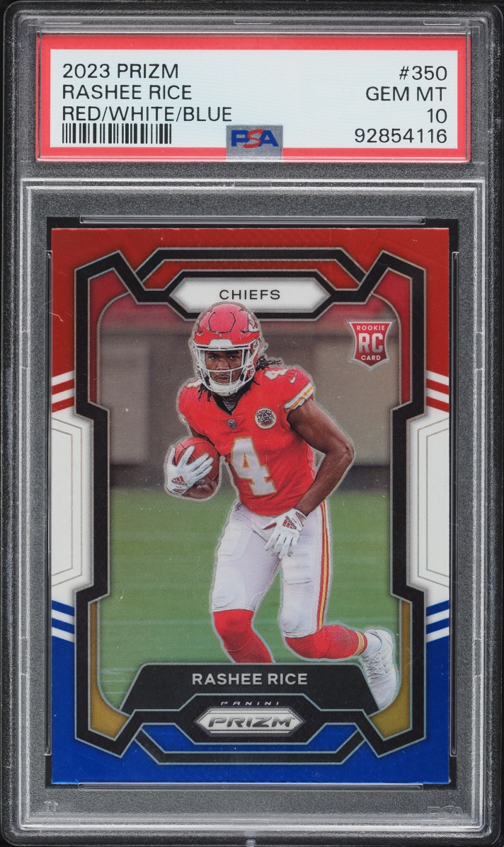 2023 Panini Prizm Red White & Blue Rashee Rice ROOKIE #350 PSA 10 GEM MINT