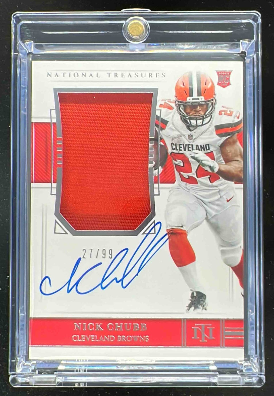2018 Panini Contenders Red Zone Nick Chubb ROOKIE AUTO #113 PSA 10