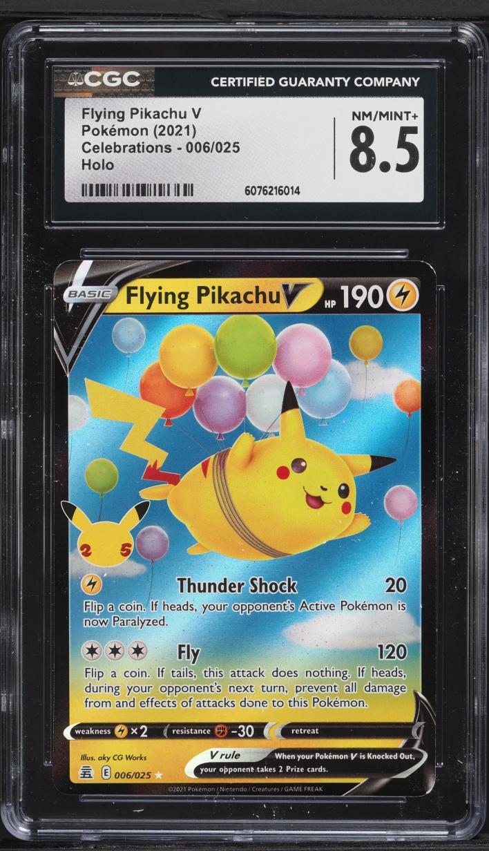 2021 Pokemon Sword & Shield Celebrations Holo Flying Pikachu V #6 CGC 8.5 NM-MT+