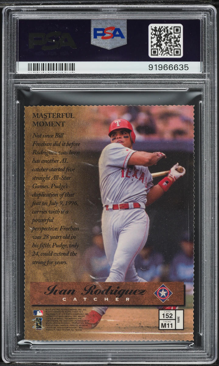 1997 Finest Embossed Die-Cut Ivan Rodriguez #152 PSA 9 MINT