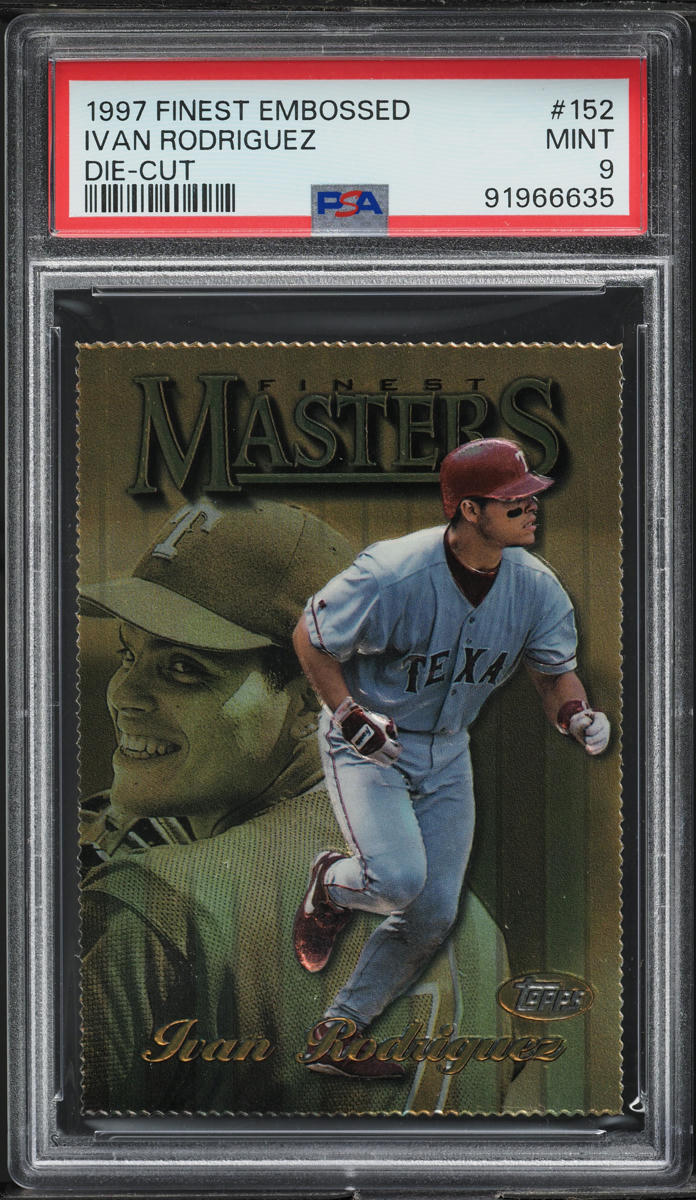 1997 Finest Embossed Die-Cut Ivan Rodriguez #152 PSA 9 MINT