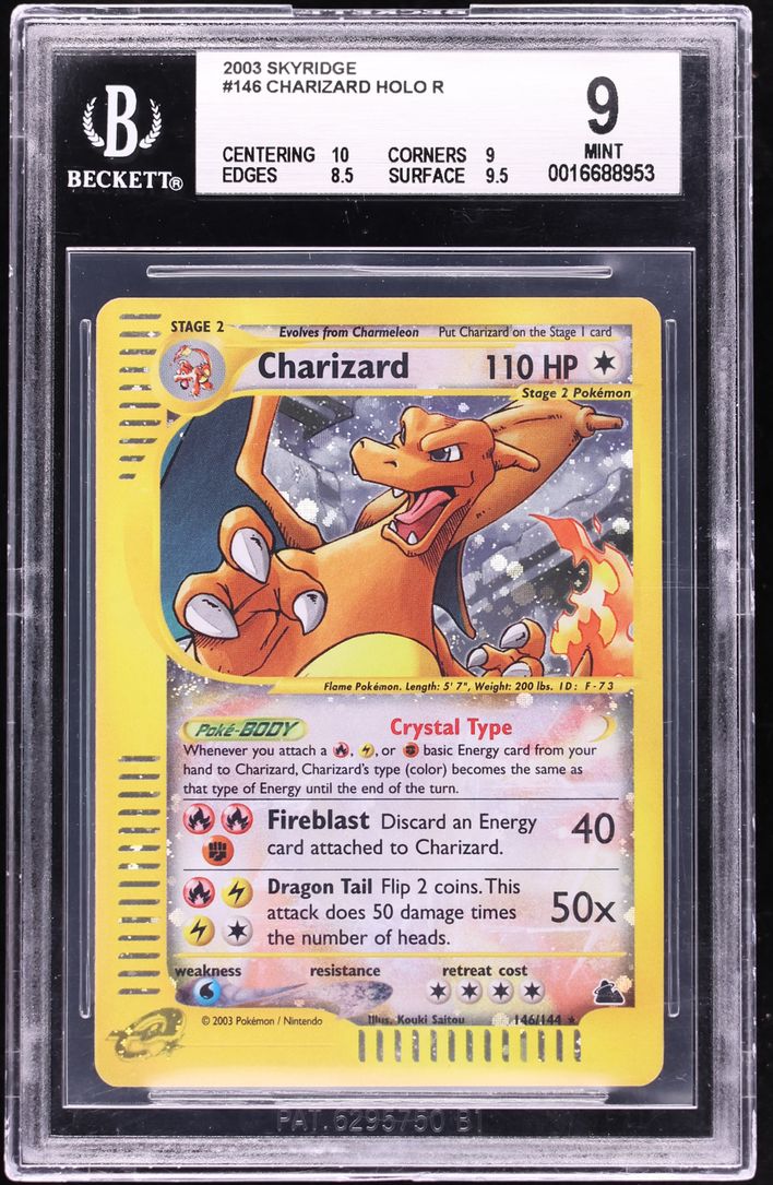 2003 Pokemon Skyridge Holo Crystal Charizard #146 BGS 9 MINT