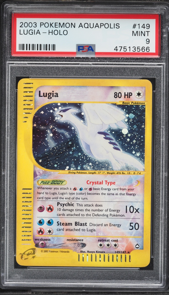 2003 Pokemon Aquapolis Holo Crystal Lugia #149 PSA 9 MINT