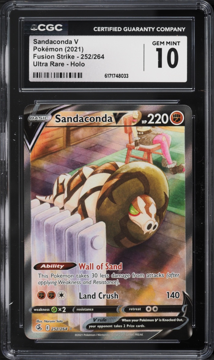 2021 Pokemon Sword & Shield Fusion Strike Full Art Sandaconda V #252 CGC 10 GEM MINT