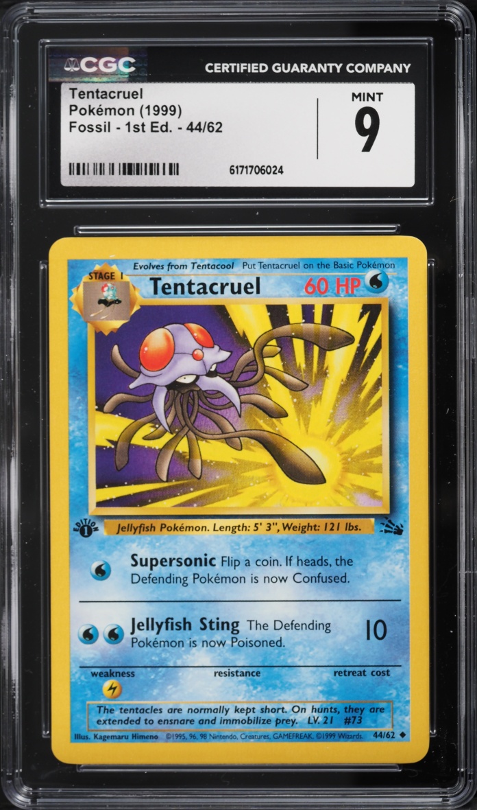 1999 Pokemon Fossil 1st Edition Tentacruel #44 CGC 9 MINT