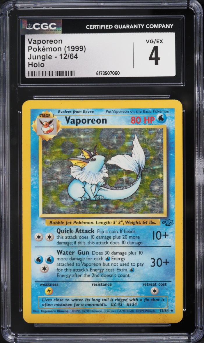 1999 Pokemon Jungle Holo Vaporeon #12 CGC 4 VGEX