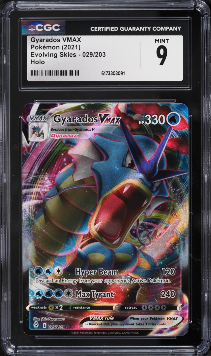 2021 Pokemon Sword & Shield Evolving Skies Full Art Gyarados VMAX #29 CGC 9 MINT