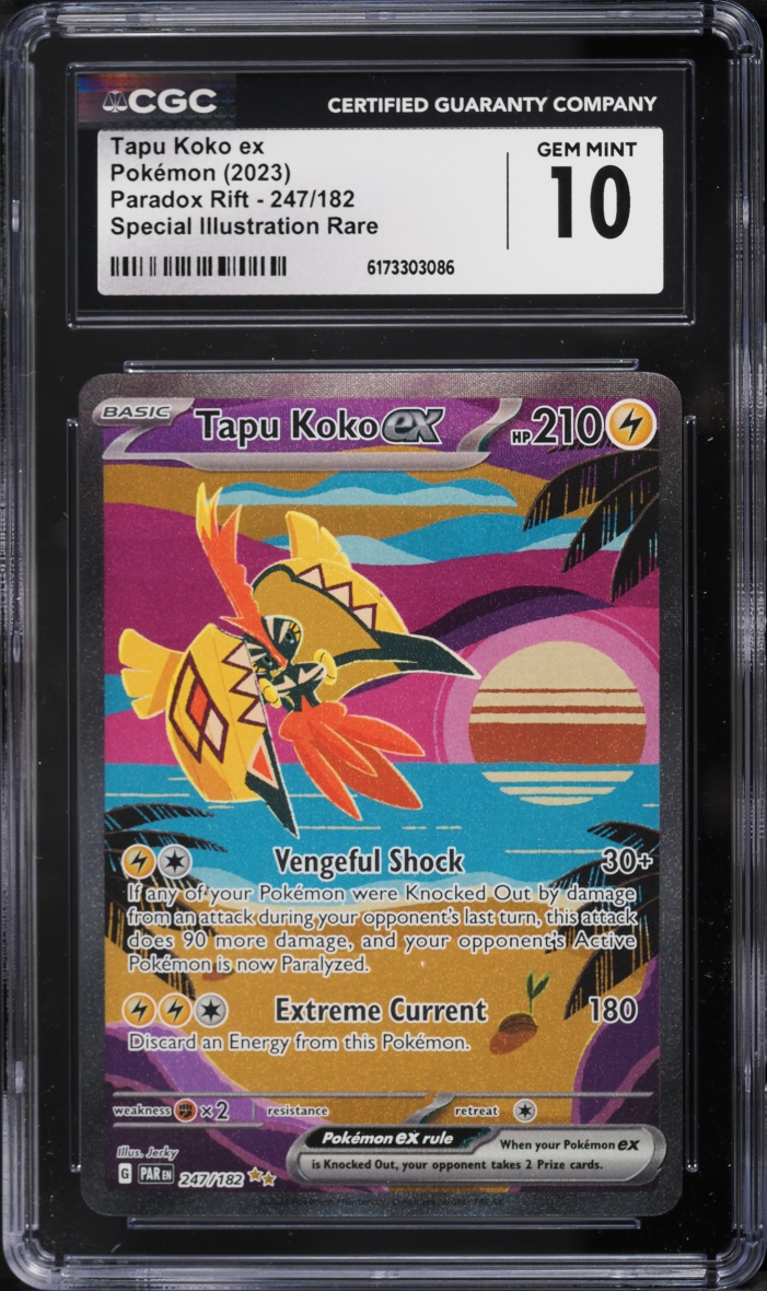 2023 Pokemon Scarlet & Violet Paradox Rift SIR Tapu Koko EX #247 CGC 10 GEM MINT