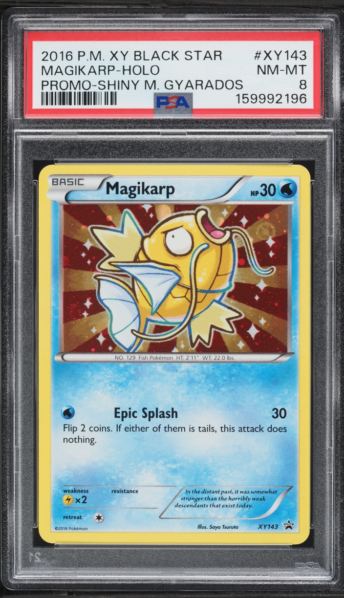 2016 Pokemon XY Black Star Promo Shiny Mega Gyarados Holo Magikarp #XY143 PSA 8 NM-MT