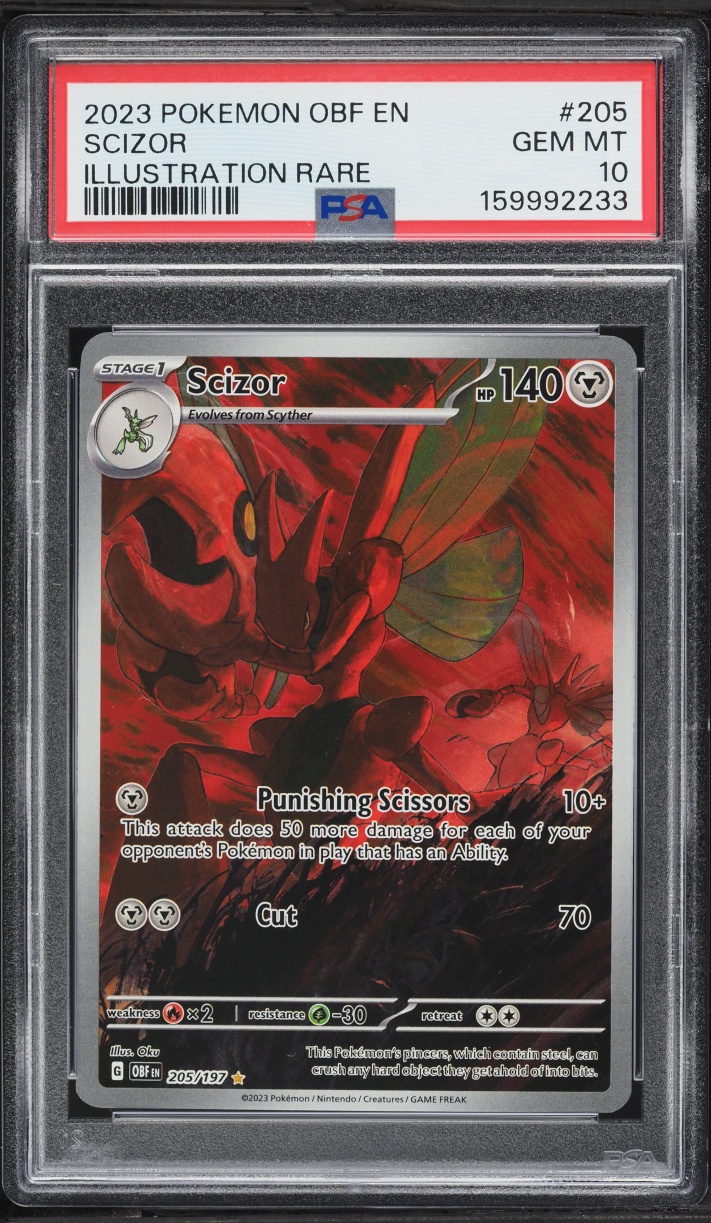 2023 Pokemon Scarlet & Violet Obsidian Flames IR Scizor #205 PSA 10 GEM MINT