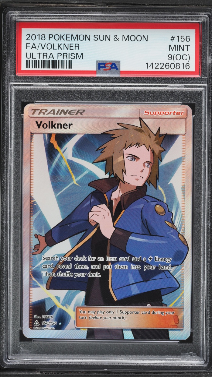 2018 Pokemon Sun & Moon Ultra Prism Full Art Volkner #156 PSA 9(oc) MINT