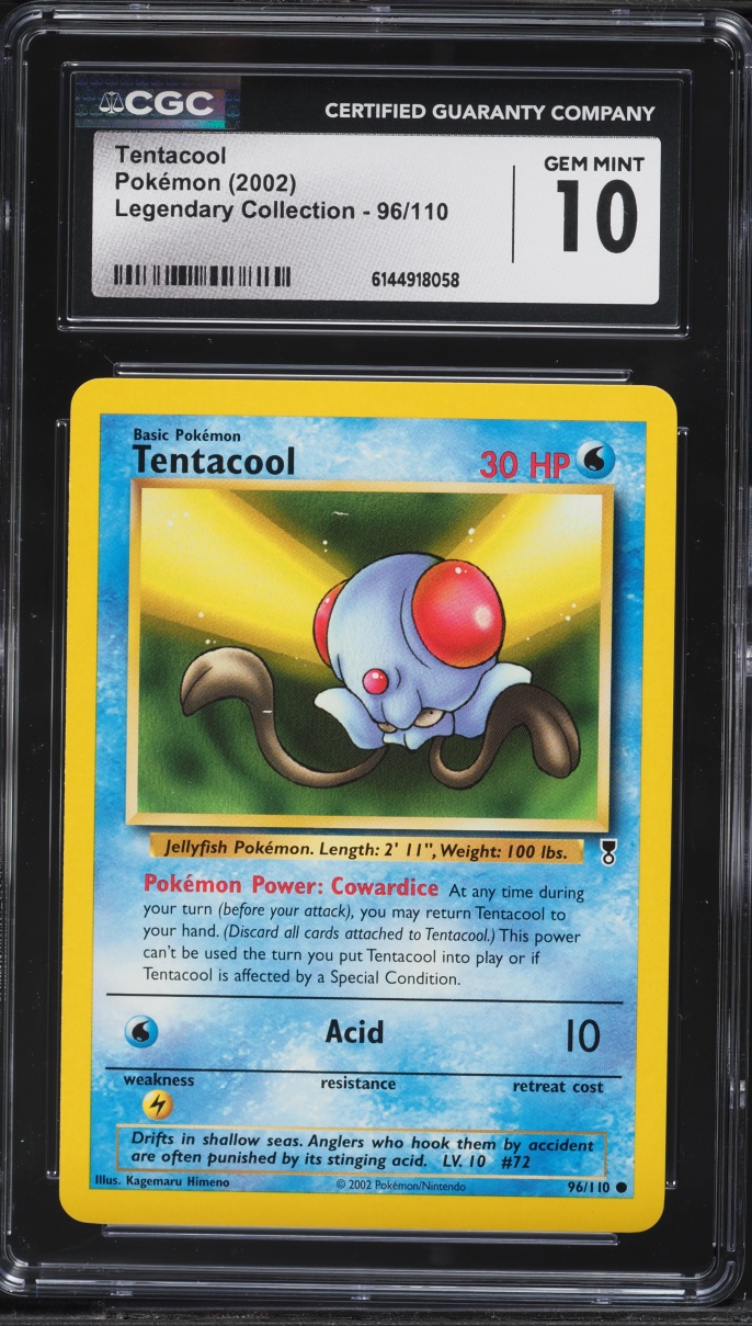 2002 Pokemon Legendary Collection Tentacool #96 CGC 10 GEM MINT