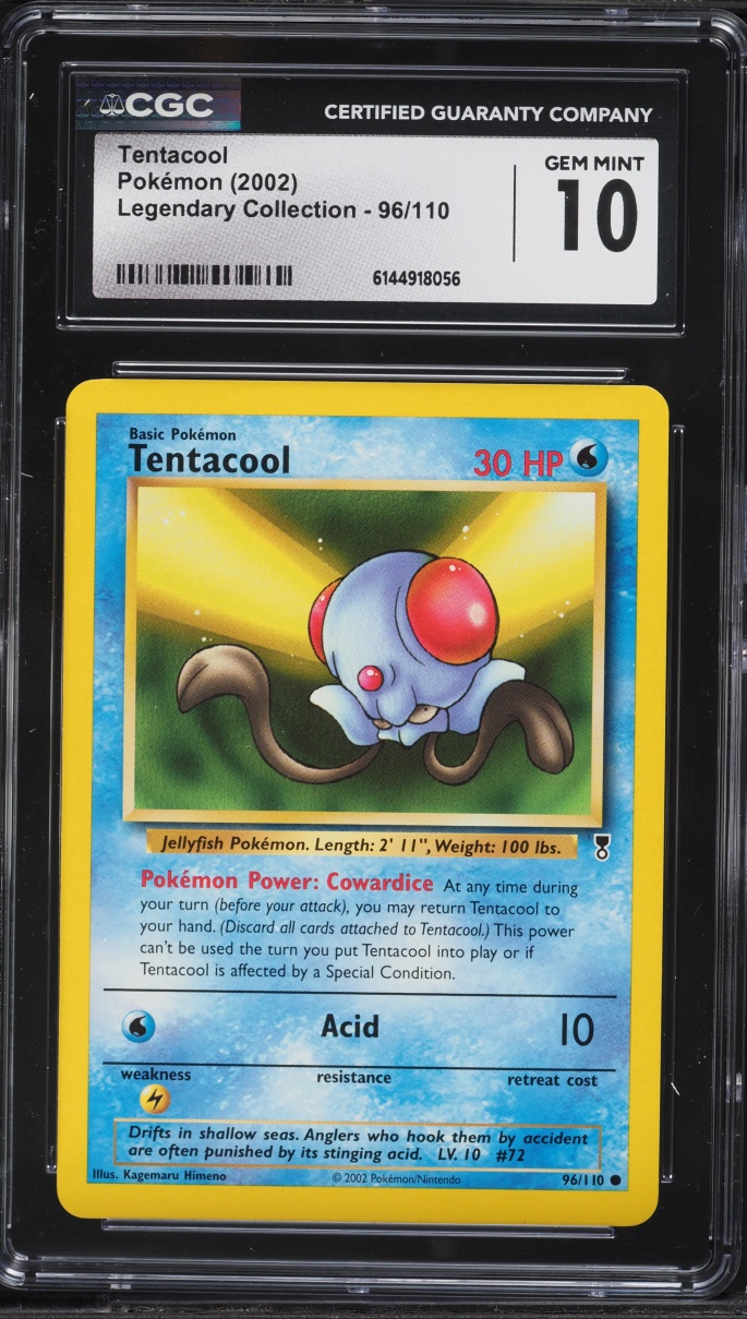 2002 Pokemon Legendary Collection Tentacool #96 CGC 10 GEM MINT