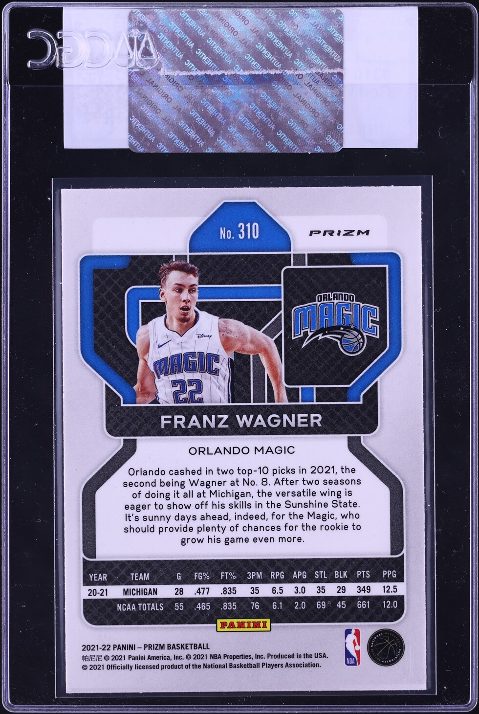 2021 Panini Prizm Red White & Blue Franz Wagner ROOKIE #310 CGC AUTH
