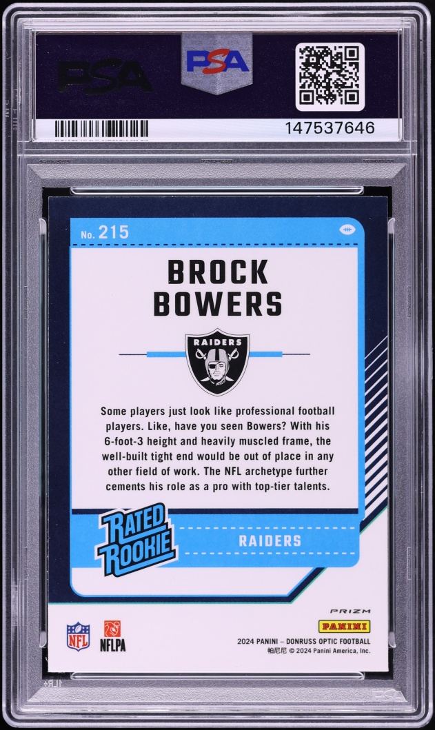 2024 Donruss Optic Holo Brock Bowers ROOKIE #215 PSA 9 MINT