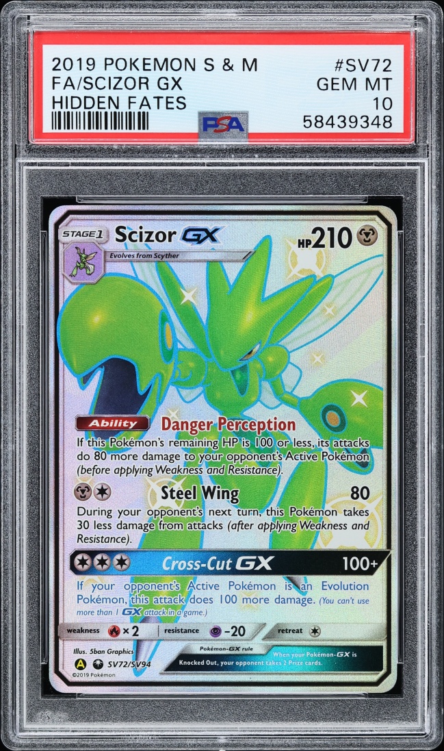 2019 Pokemon Sun & Moon Hidden Fates Art Scizor GX #SV72 PSA 10 GEM MINT