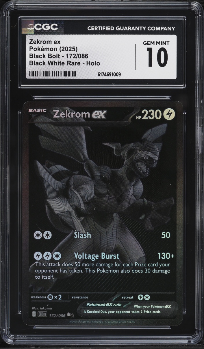 2025 Pokemon Scarlet & Violet Black Bolt BWR Zekrom ex #172 CGC 10 GEM MINT