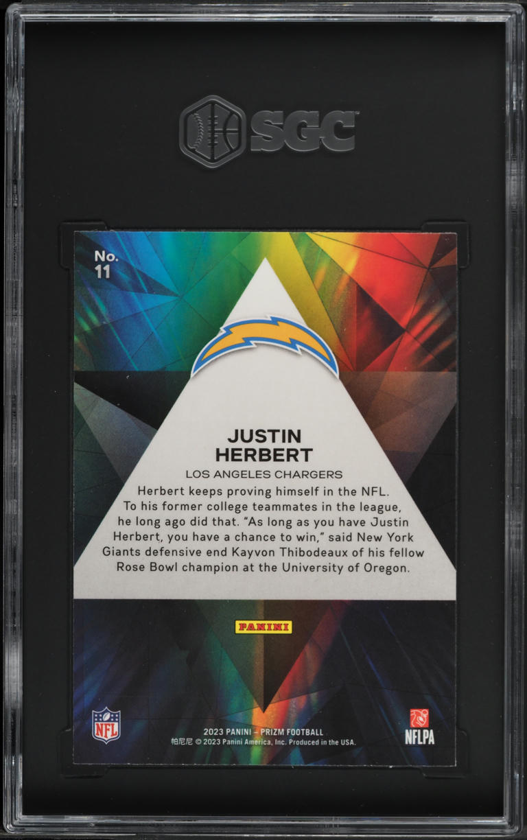 2023 Panini Prizm Prizmatic Justin Herbert #11 SGC 10 GEM MINT