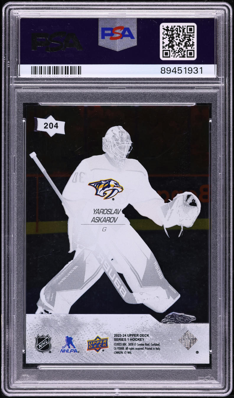 2023 Upper Deck Clear Cut Young Guns Yaroslav Askarov ROOKIE #204 PSA 9 MINT
