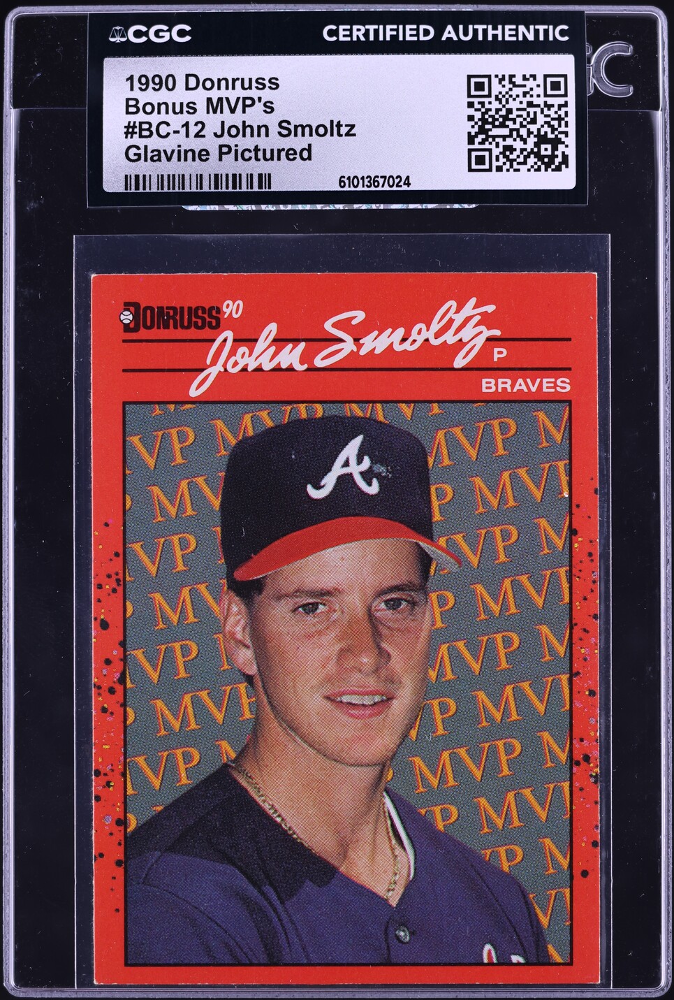 1990 Donruss Bonus MVP's Glavine Pictured John Smoltz #BC-12 CGC AUTH