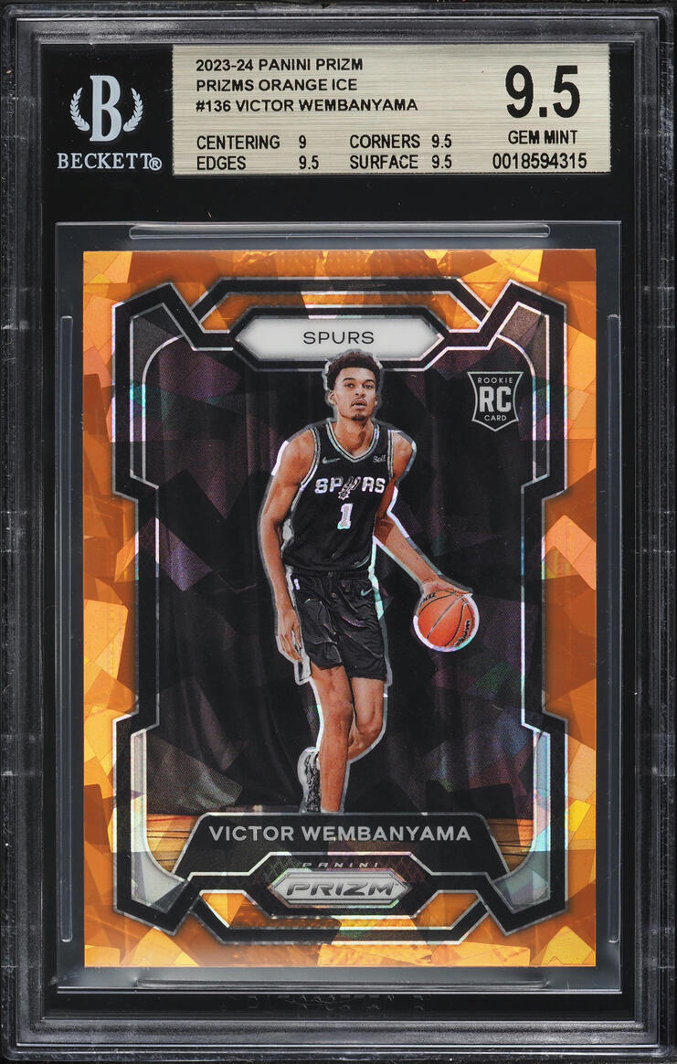 2023 Panini Prizm Orange Ice Victor Wembanyama ROOKIE #136 BGS 9.5 GEM MINT