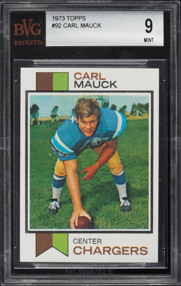 1973 Topps Football Carl Mauck ROOKIE #92 BVG 9 MINT