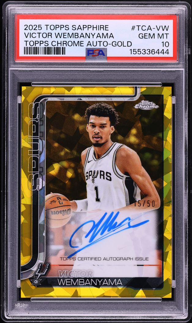 2025 Topps Chrome Sapphire Gold Victor Wembanyama AUTO /50 #TCA-VW PSA 10 GEM MINT