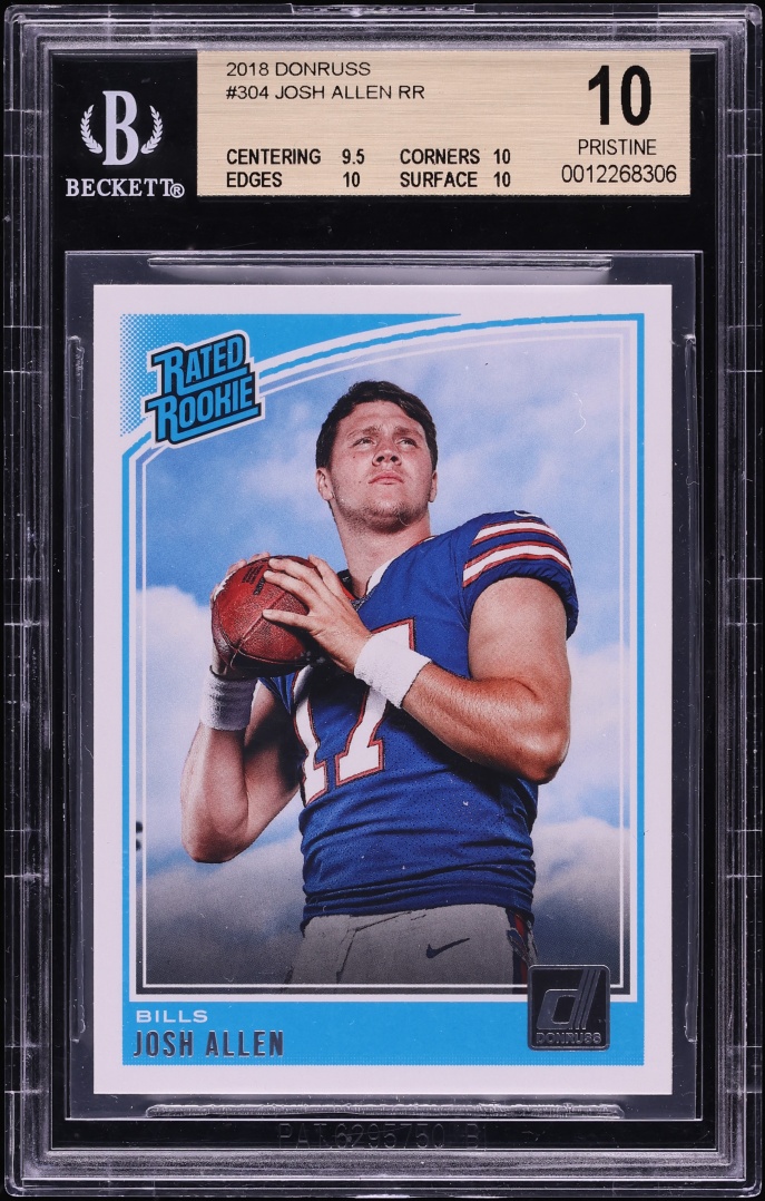 2018 Donruss Football Josh Allen ROOKIE #304 BGS 10 PRISTINE