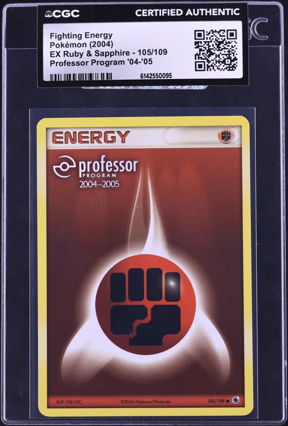 2004 Pokemon EX Ruby & Sapphire Professor Program Fighting Energy #105 CGC AUTH