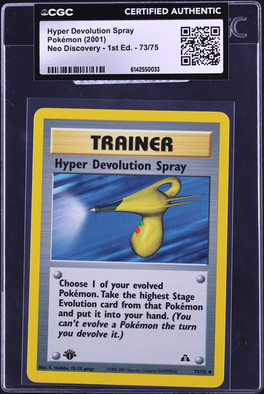 2001 Pokemon Neo Discovery 1st Edition Hyper Devolution Spray #73 CGC AUTH