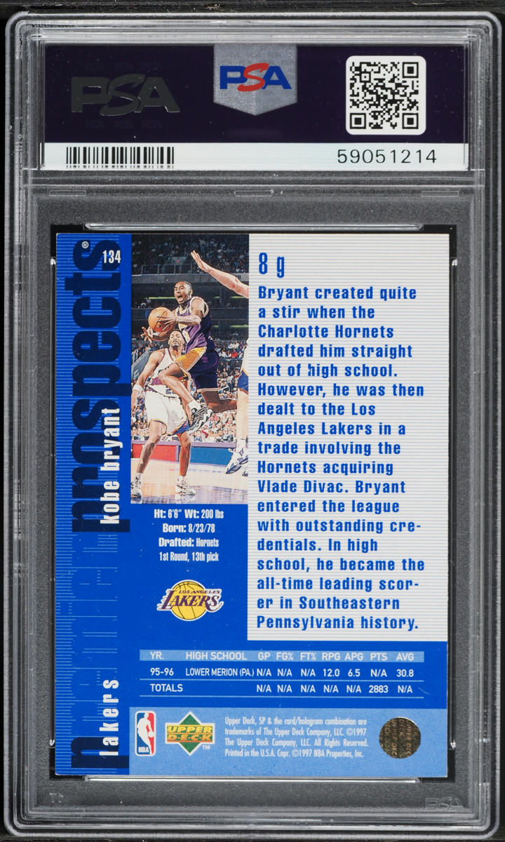 1996 SP Basketball Kobe Bryant ROOKIE #134 PSA 9 MINT