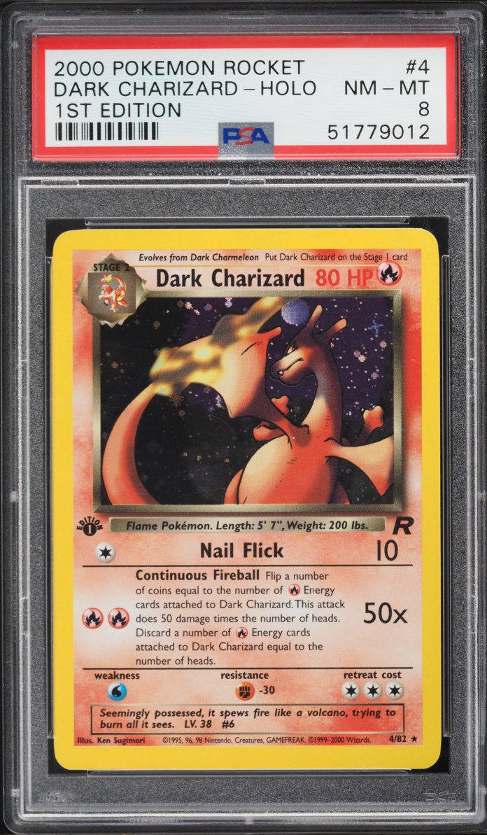 2000 Pokemon Team Rocket 1st Edition Holo Dark Charizard #4 PSA 8 NM-MT