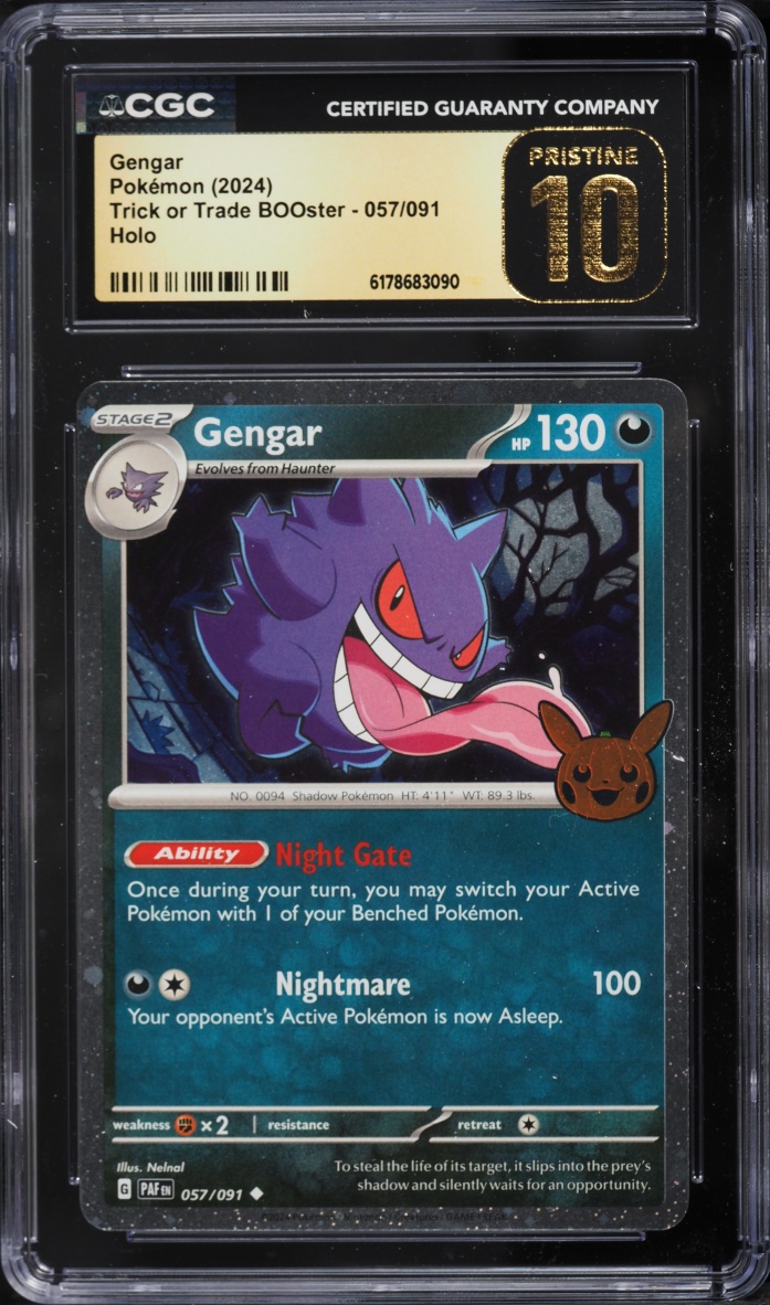 2024 Pokemon Scarlet & Violet Trick Or Trade BOOster Cosmos Holo Gengar #57 CGC 10 PRISTINE