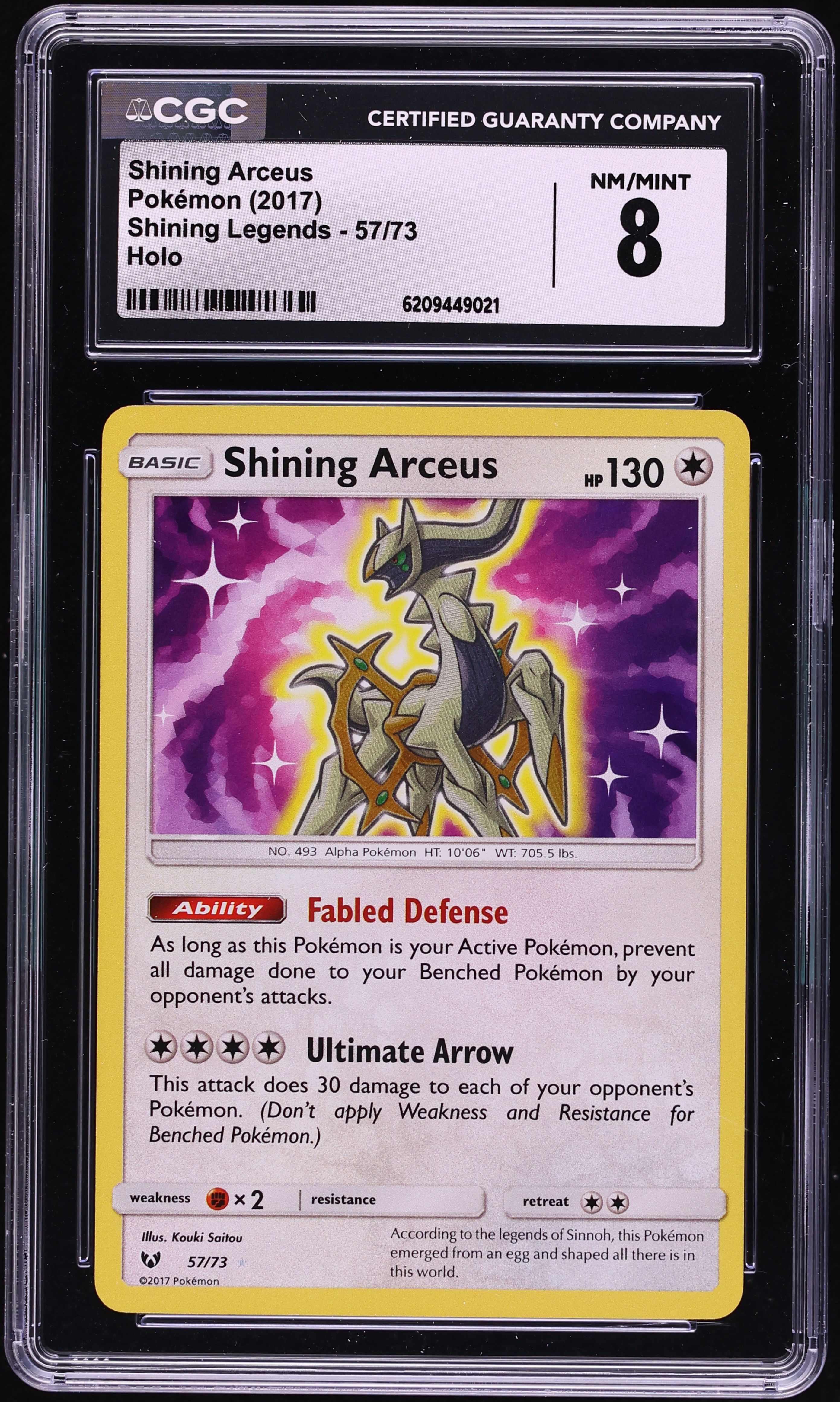 2017 Pokemon Sun & Moon Shining Legends Holo Shining Arceus #57 CGC 8 NM-MT