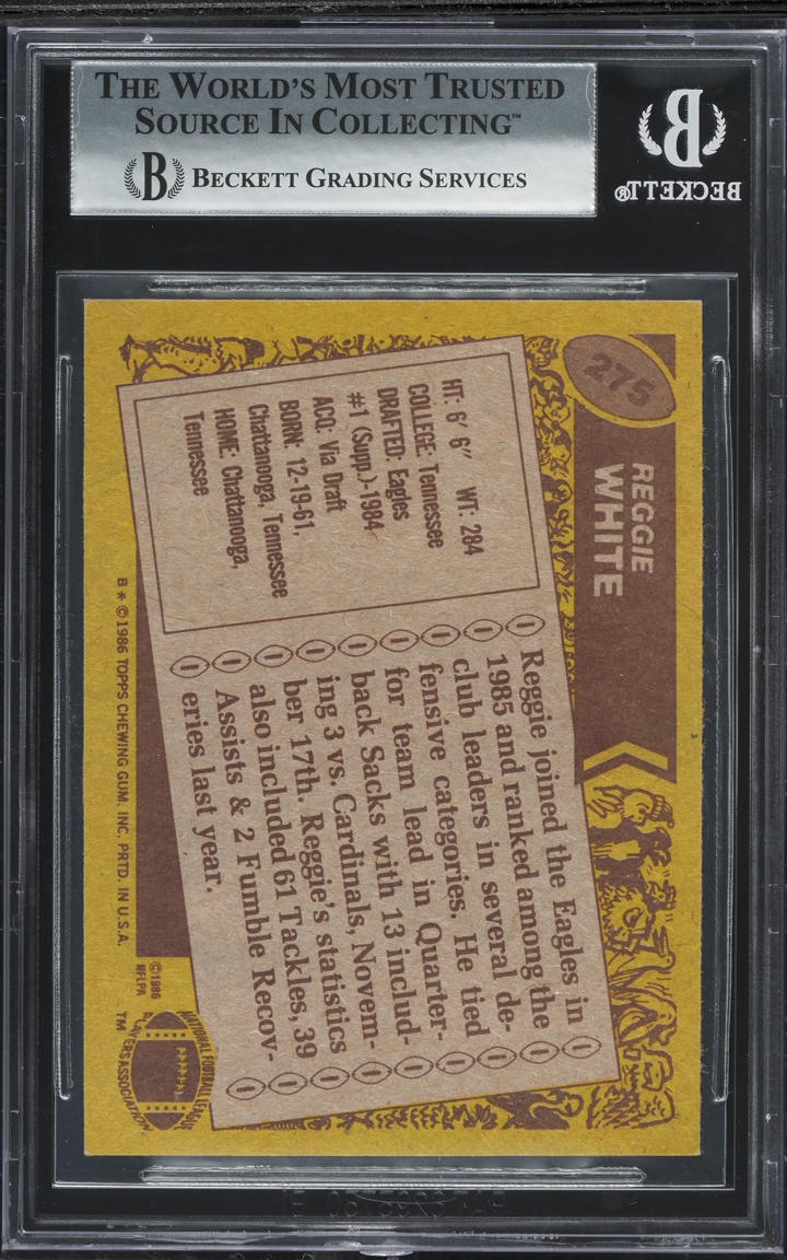 1986 Topps Football Reggie White ROOKIE #275 BGS 7 NRMT