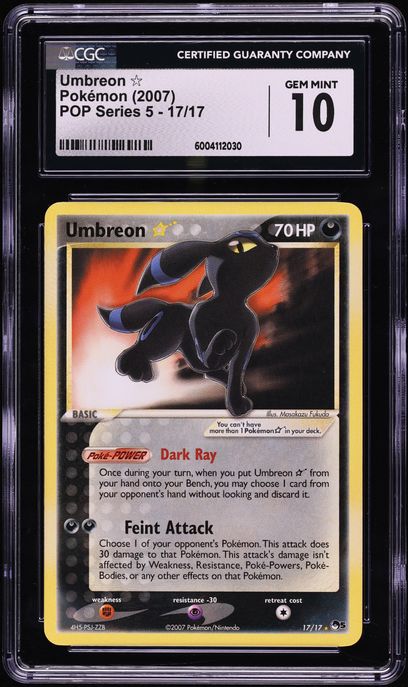2007 Pokemon POP Series 5 Umbreon Gold Star #17 CGC 10 GEM MINT