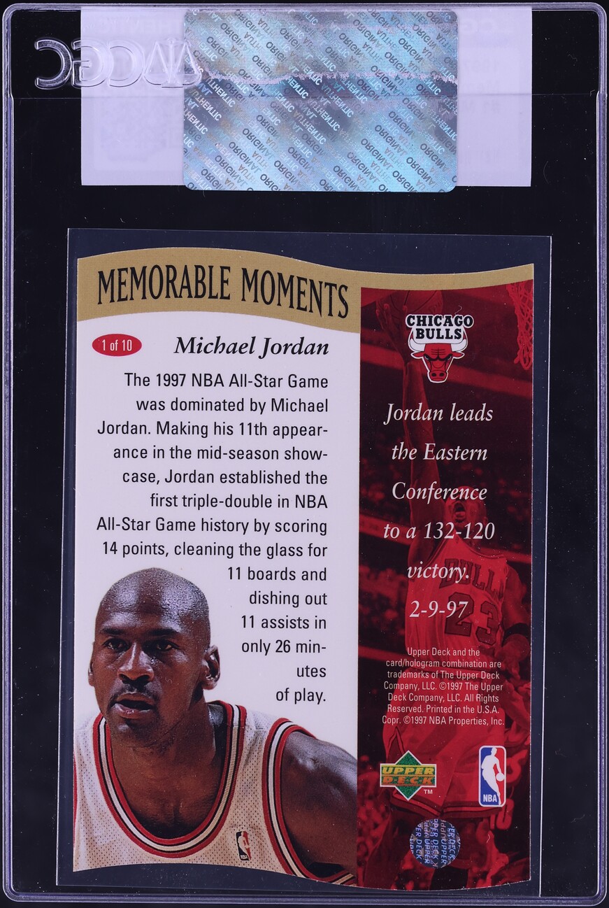 1997 Collector's Choice Memorable Moments Die-Cut Michael Jordan #1 CGC AUTH