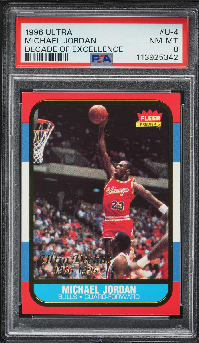 1996 Ultra Decade Of Excellence Michael Jordan #U-4 PSA 8 NM-MT on
