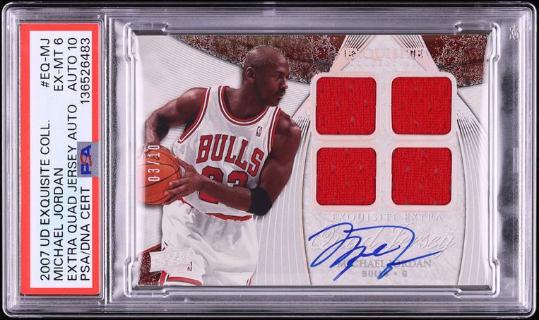 2007 Exquisite Collection Quad Jersey Michael Jordan PATCH AUTO DNA 10 ...