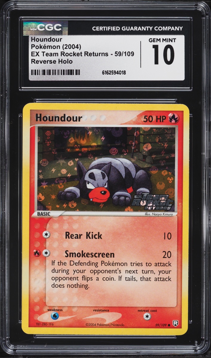 2004 Pokemon EX Team Rocket Returns Reverse Holo Houndour #59 CGC 10 GEM MINT