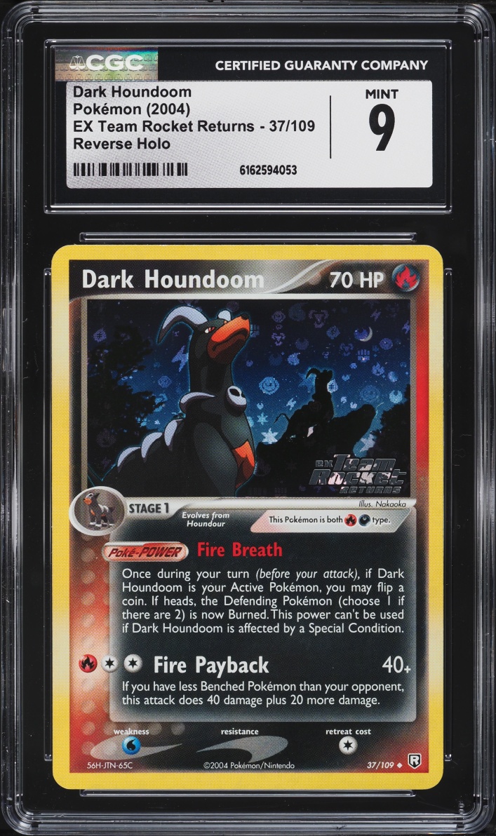 2004 Pokemon EX Team Rocket Returns Reverse Holo Dark Houndoom #37 CGC 9 MINT