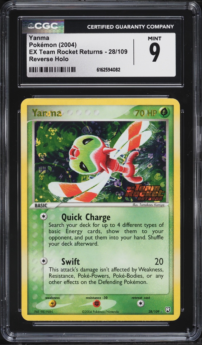 2004 Pokemon EX Team Rocket Returns Reverse Holo Yanma #28 CGC 9 MINT