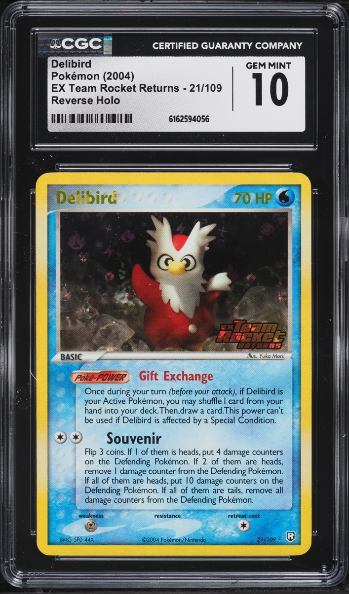 2004 Pokemon EX Team Rocket Returns Reverse Holo Delibird #21 CGC 10 GEM MINT
