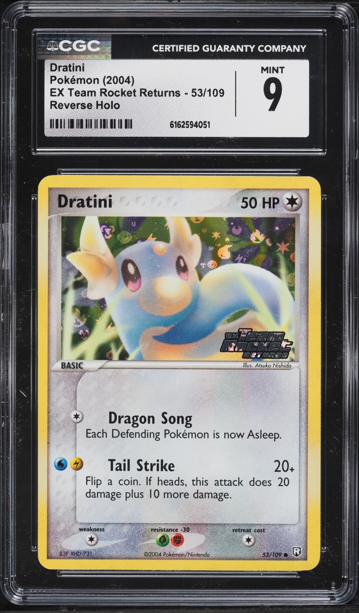 2004 Pokemon EX Team Rocket Returns Reverse Holo Dratini #53 CGC 9 MINT