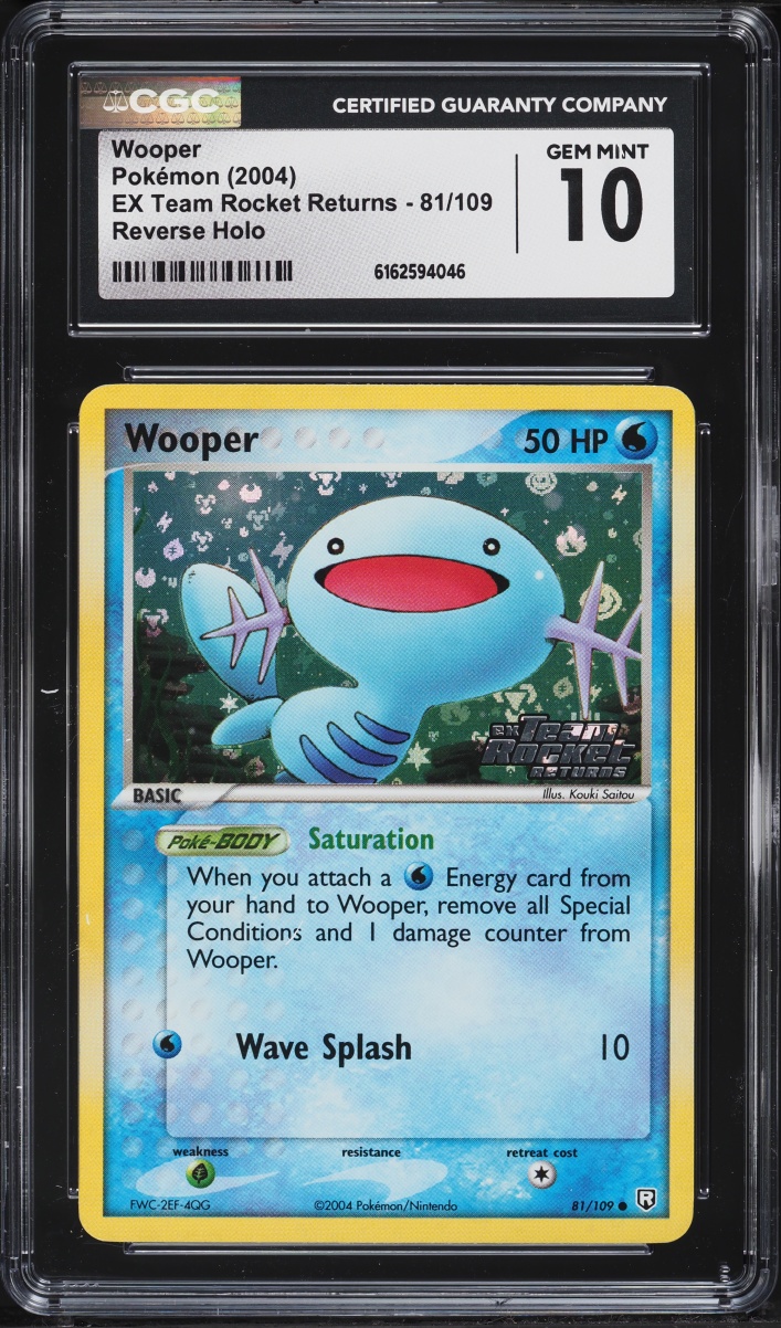 2004 Pokemon EX Team Rocket Returns Reverse Holo Wooper #81 CGC 10 GEM MINT
