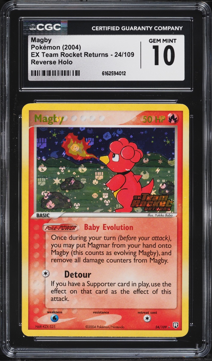 2004 Pokemon EX Team Rocket Returns Reverse Holo Magby #24 CGC 10 GEM MINT