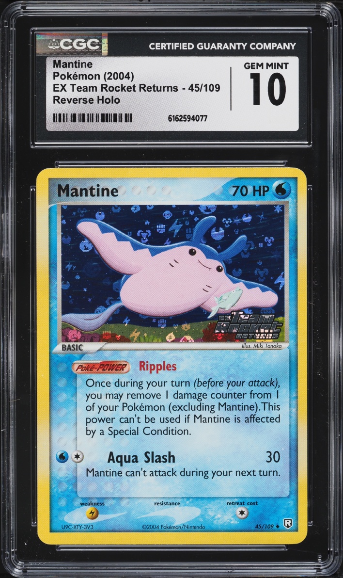 2004 Pokemon EX Team Rocket Returns Reverse Holo Mantine #45 CGC 10 GEM MINT