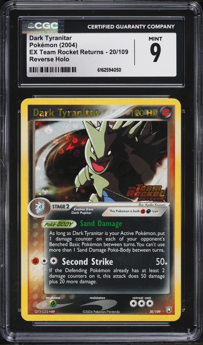2004 Pokemon EX Team Rocket Returns Reverse Holo Dark Tyranitar #20 CGC 9 MINT