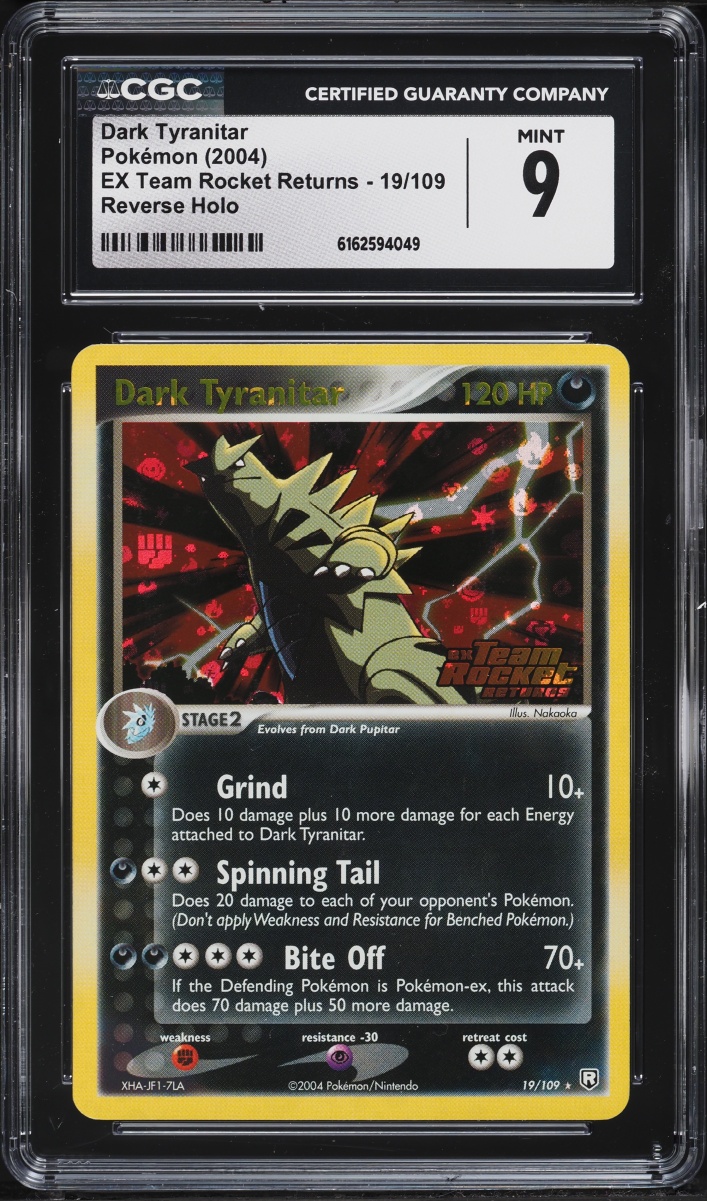 2004 Pokemon EX Team Rocket Returns Reverse Holo Dark Tyranitar #19 CGC 9 MINT