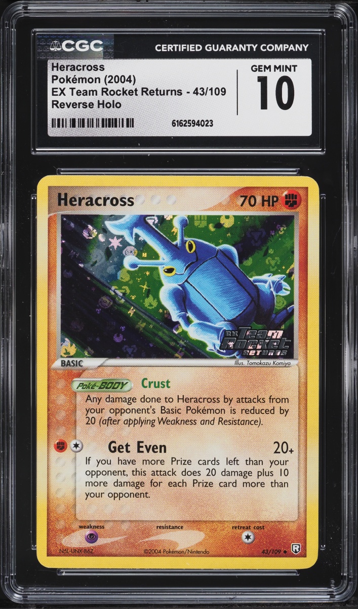 2004 Pokemon EX Team Rocket Returns Reverse Holo Heracross #43 CGC 10 GEM MINT